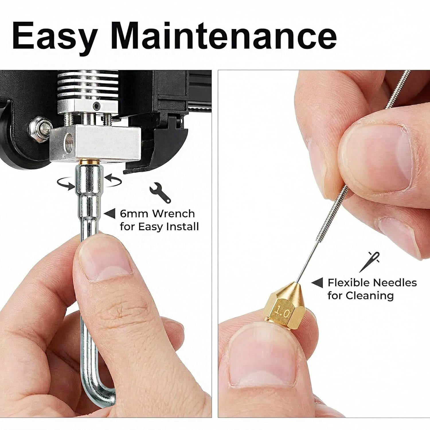 3D Printer Nozzle Kit, 16PCS MK8 Brass Nozzles 0.2/0.4/0.6/0.8/1.0Mm with Wre...