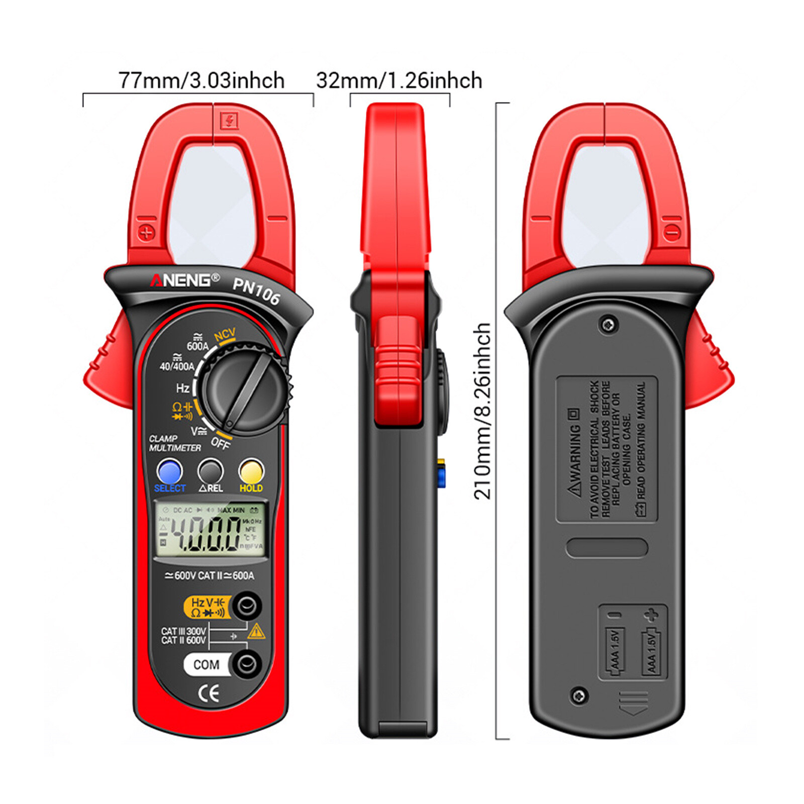 NEW AC/DC Current Digital Clamp Meter Amp Multimeter Handheld Tester 4000 Counts