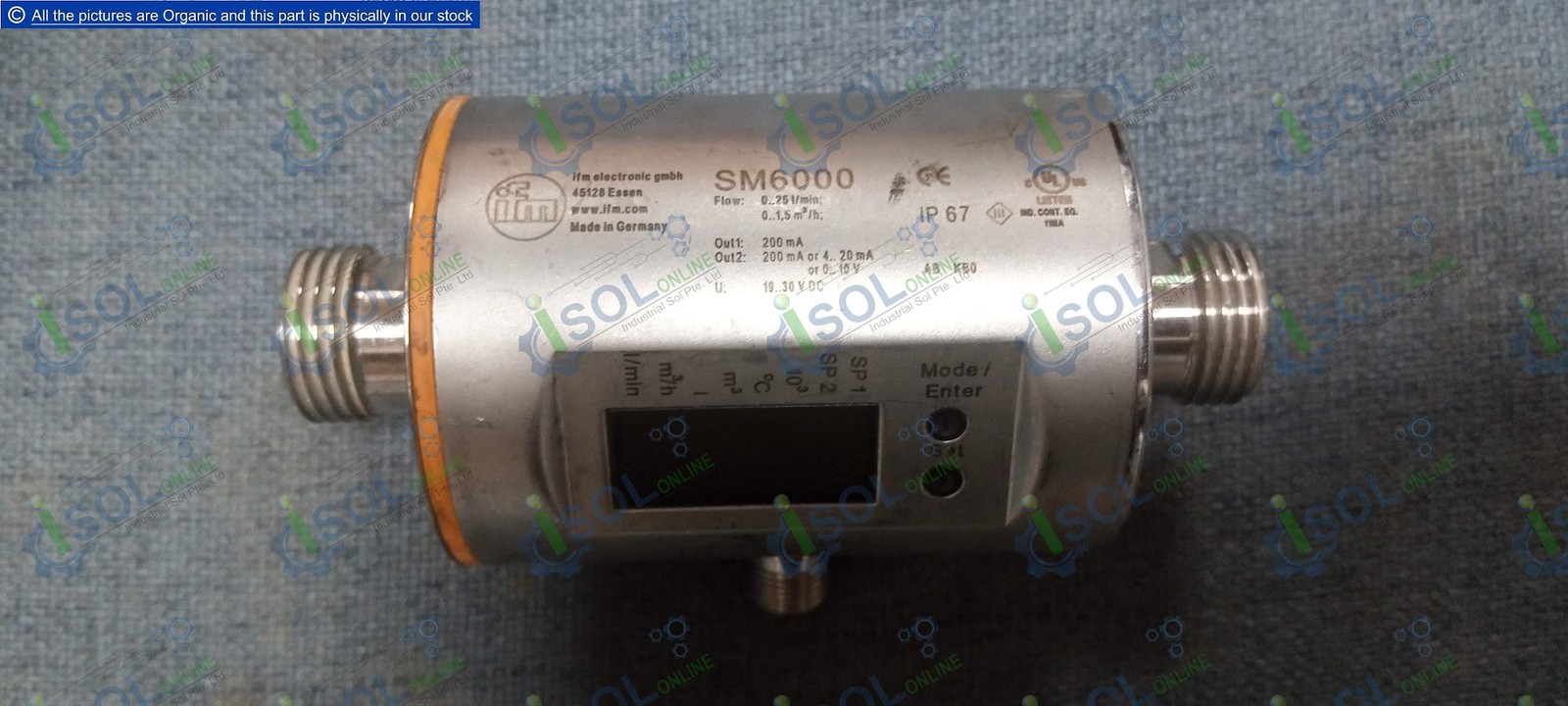 IFM SM6000 Magnetic-Inductive Flow Meter 0.1-25 L/min 19-36VDC IP67 Sensor