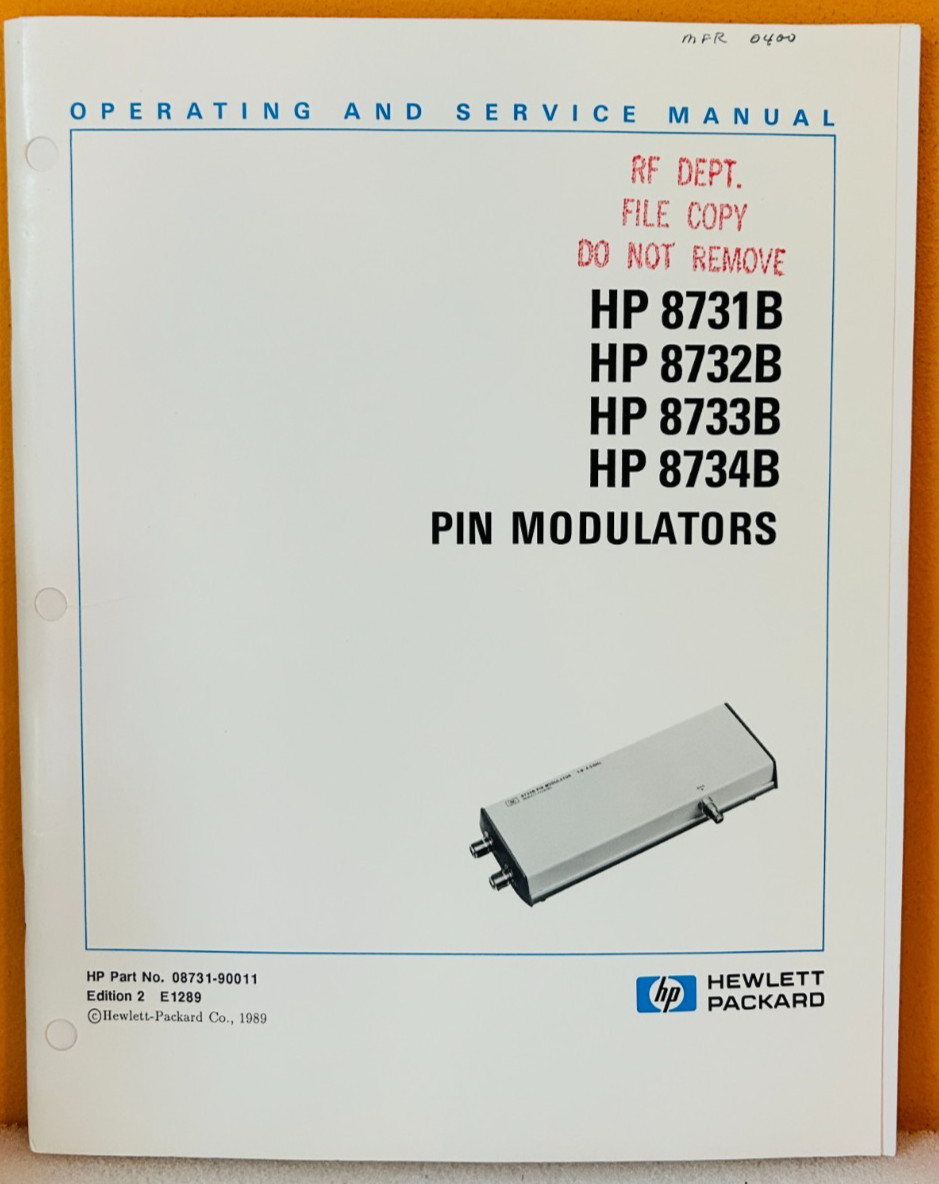 HP 08728-90004 Model 8728B Network Comparator Operating & Service Manual.