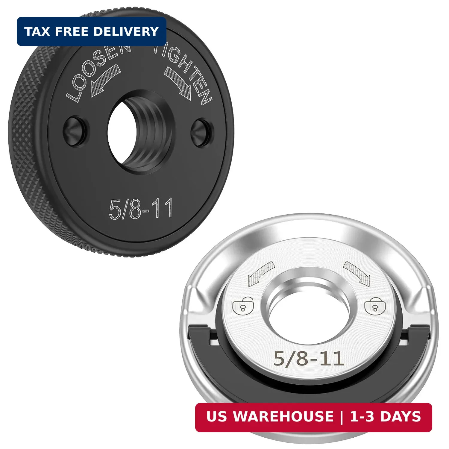 2Pcs 5/8"-11 Angle Grinder Flange Nuts, Tool-Free Quick Release Grinder Flange L