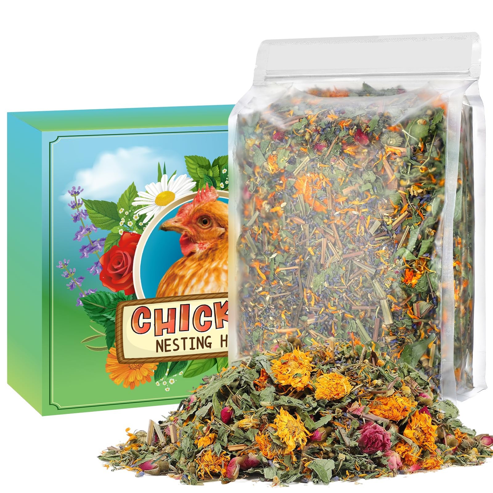 20 Oz Nesting Herbs for Chicken Coop - Natural Nesting Box Feed Herb in 6 Dri...