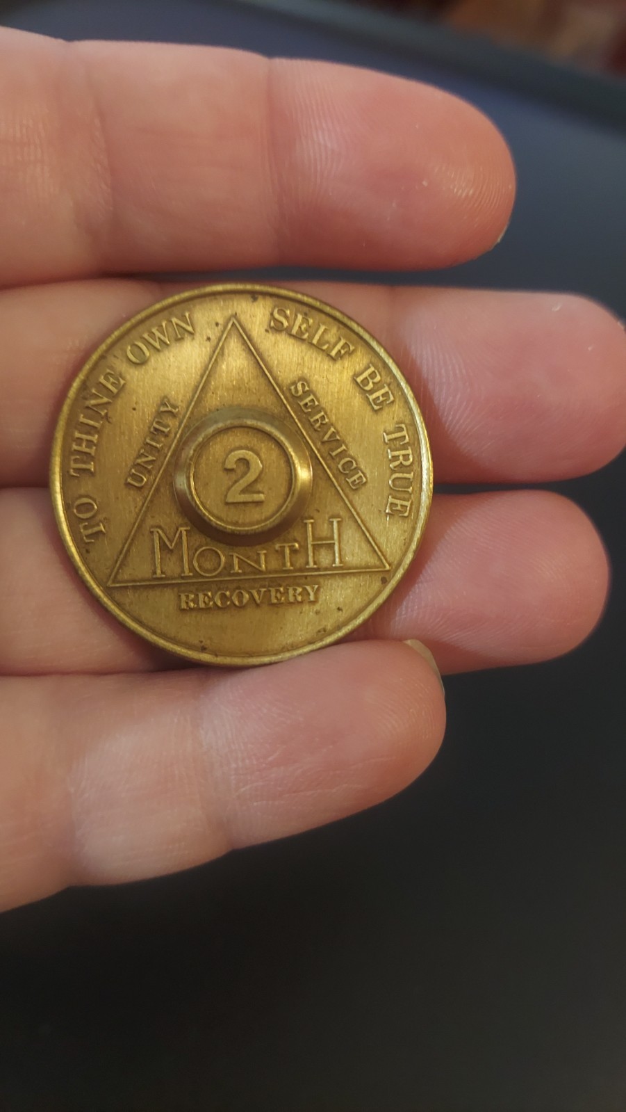 Alcoholics Anonymous AA 2 Month Bronze Medallion Coin Chip Token Sobriety Sober