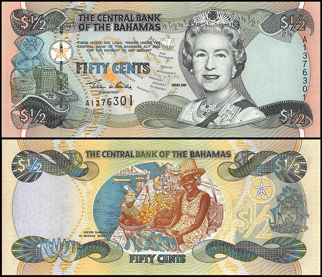 Bahamas 1/2 Dollar, 2001, P-68, UNC X 10 PCS