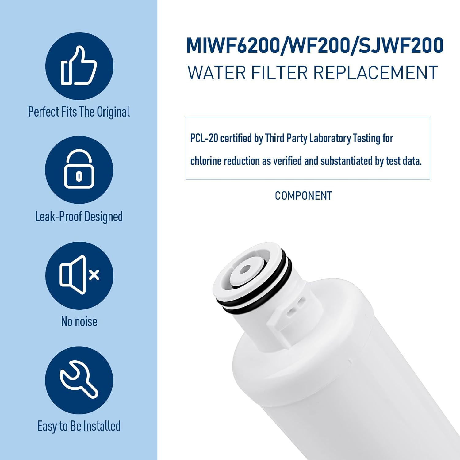 MIWF6200 Water Filter for Sharp Thor Kitchen Zline Midea Refrigerators 1 Pack