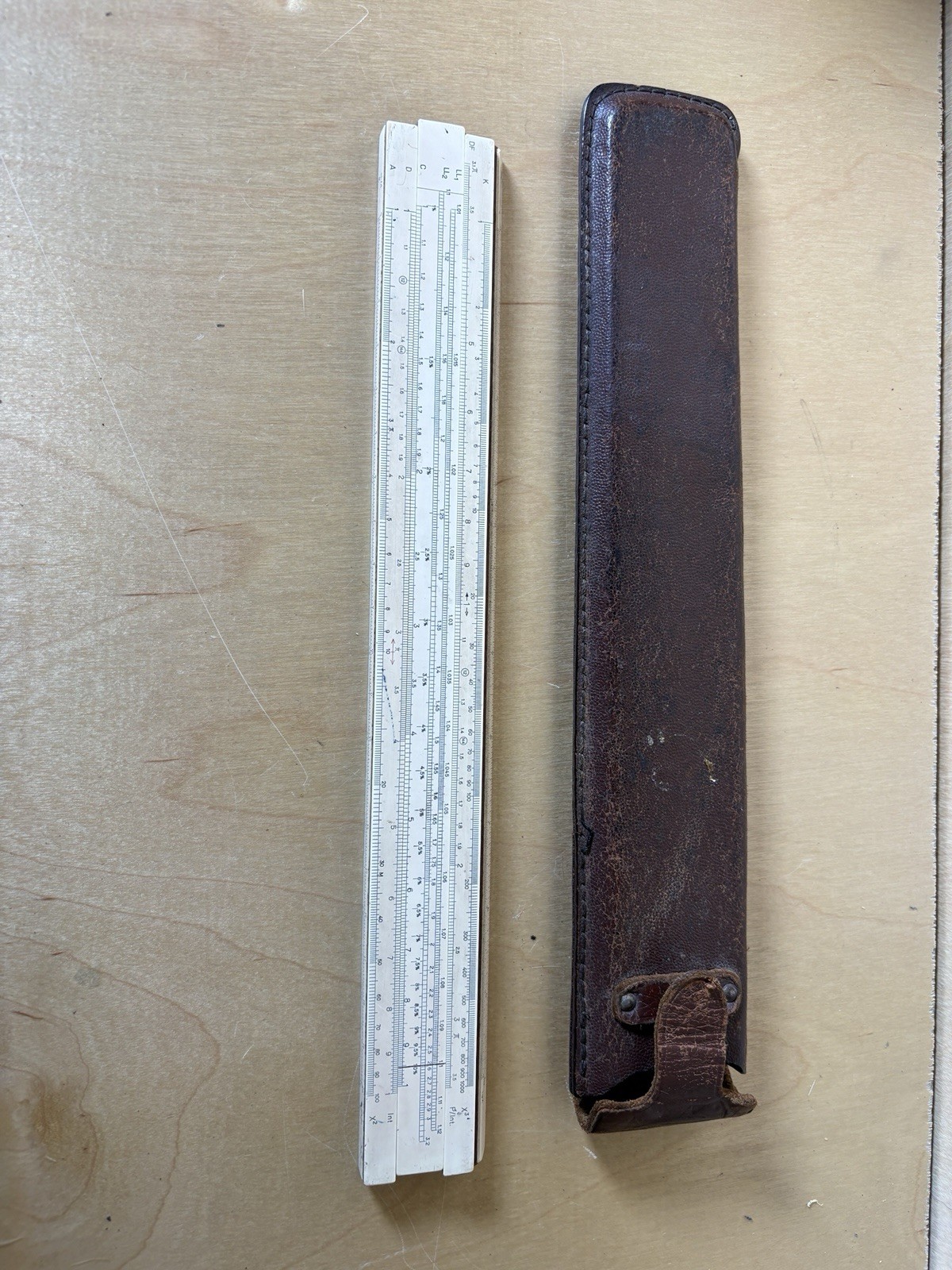 Vintage Faber Castell 1/28 Super Business Slide Rule w/Case / Germany