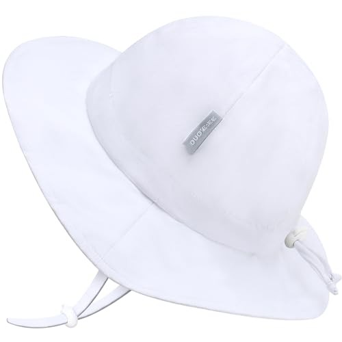 Baby Bucket hat UPF 50+ Wide Brim Toddler Sun hat Beach 6-24 Months 1a-white