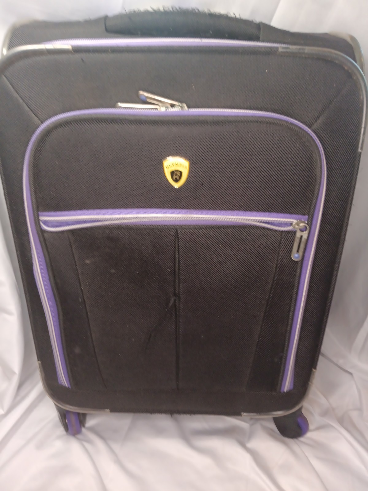 Olympia Black Purple Softside Rolling Suitcase Carry On Luggage Bag 2-Wheel