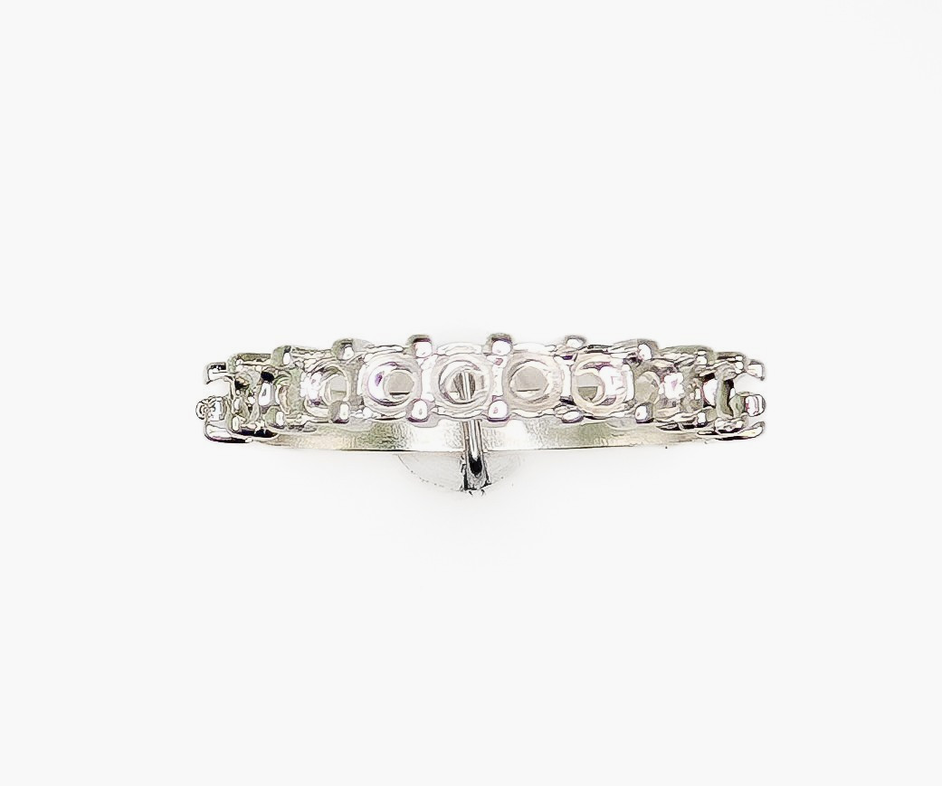 2.5 mm Round 12 Stone Anniversary Band Sterling Silver Ring Setting