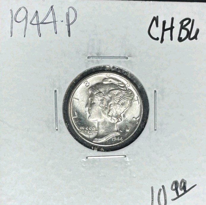 1944-P MERCURY SILVER DIME - CH/BU ~BEAUTIFUL COIN~