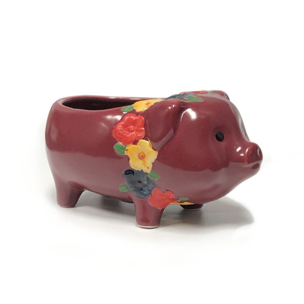 Dark Pink Pig Succulent Planter (or funky cocktail cup!) for Desk Decor