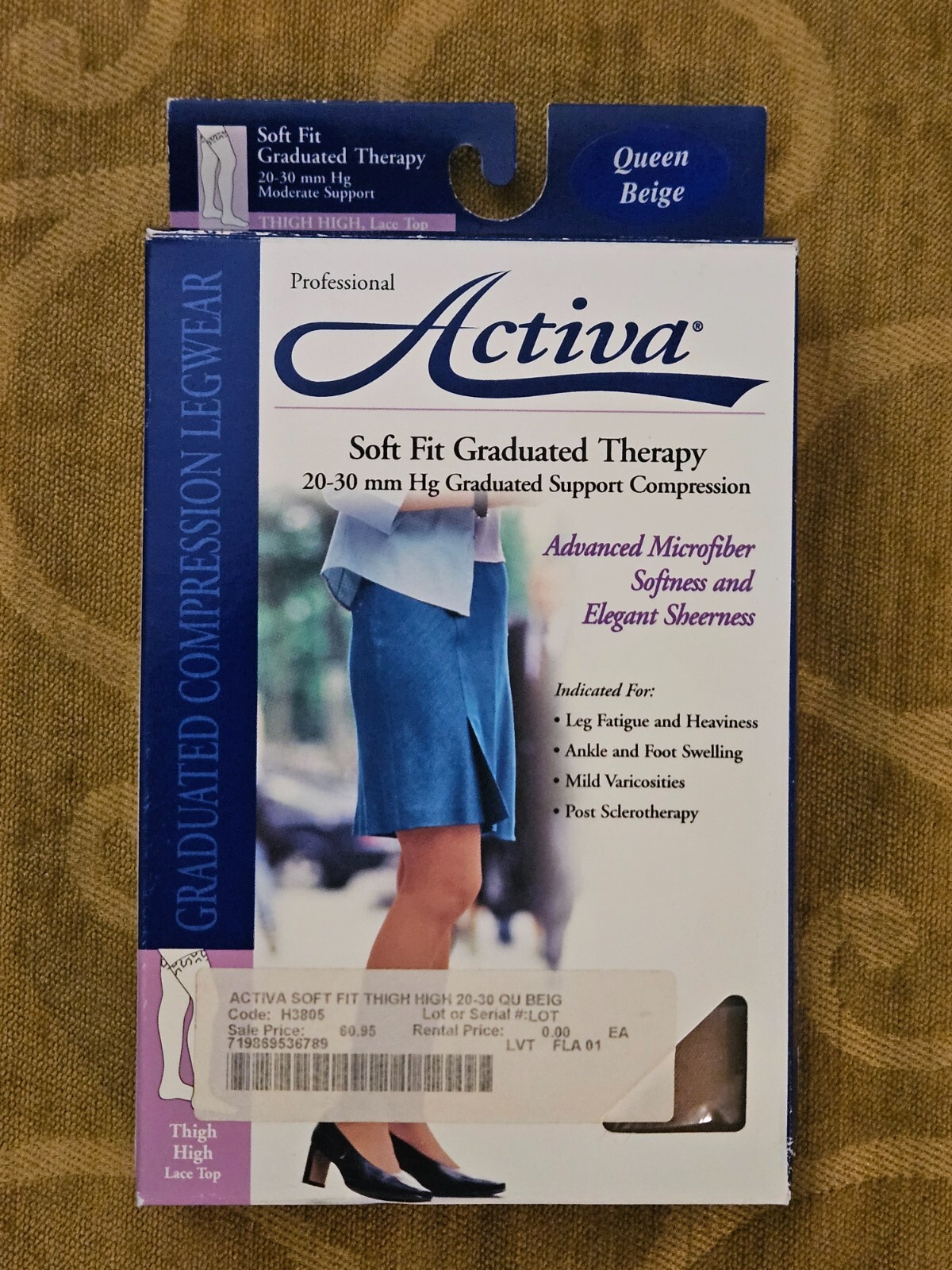 Activa Soft Fit  Thigh High w/Lace Top 20-30 mmHg Beige Q Queen H3805