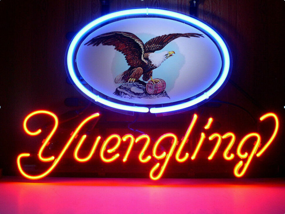 Yuengling Eagle Lager Beer 17"x14" Neon Sign Light Lamp Bar Artwork Real Glass
