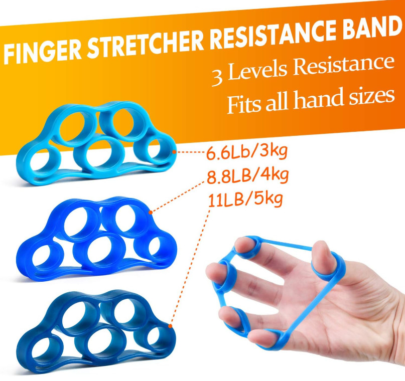 Grip Strength Trainer 7 Pack Adjustable, Finger Stretcher Resistance Extensor...