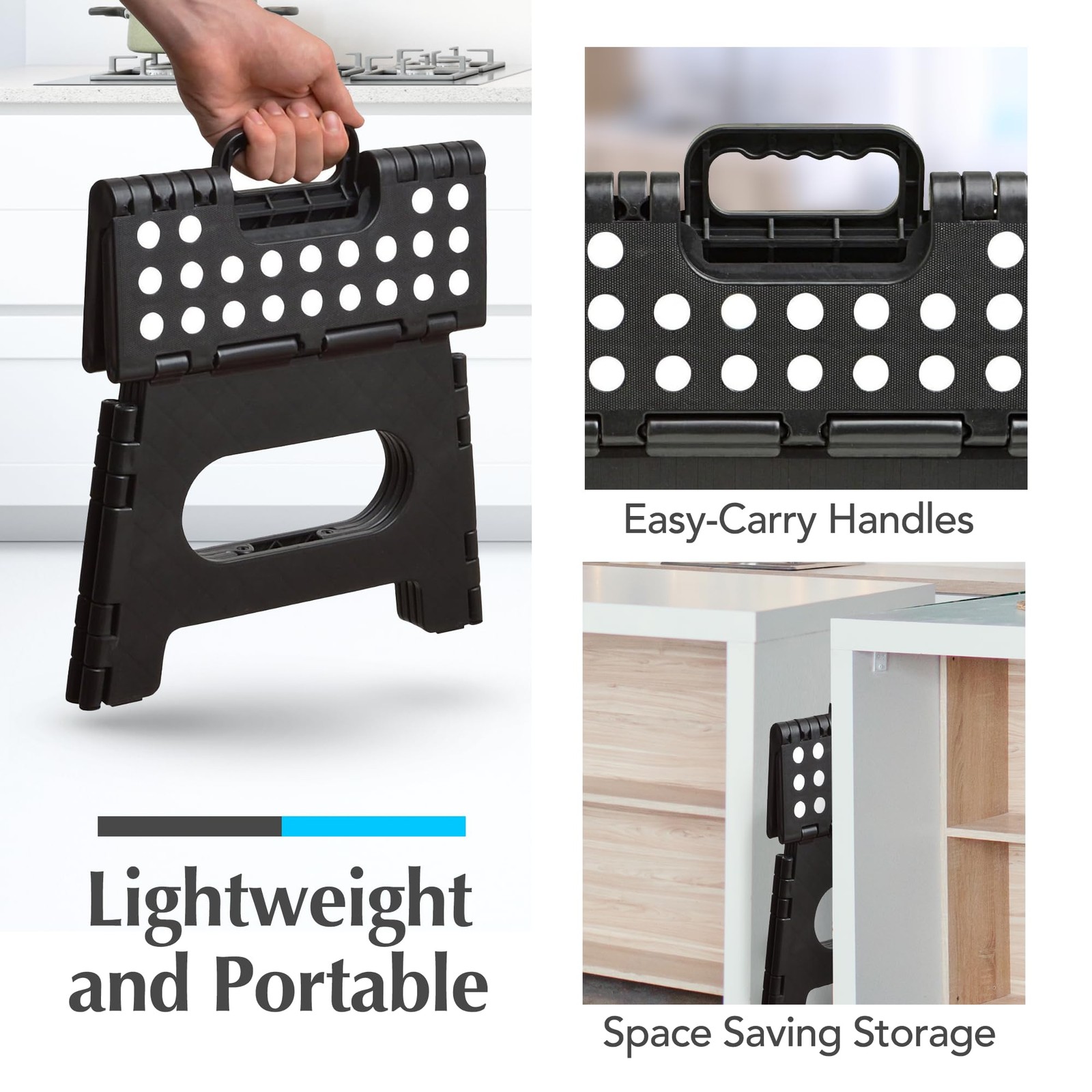 Folding Step Stool - Sturdy Enough Collapsible Stool to Support Adults - Open...