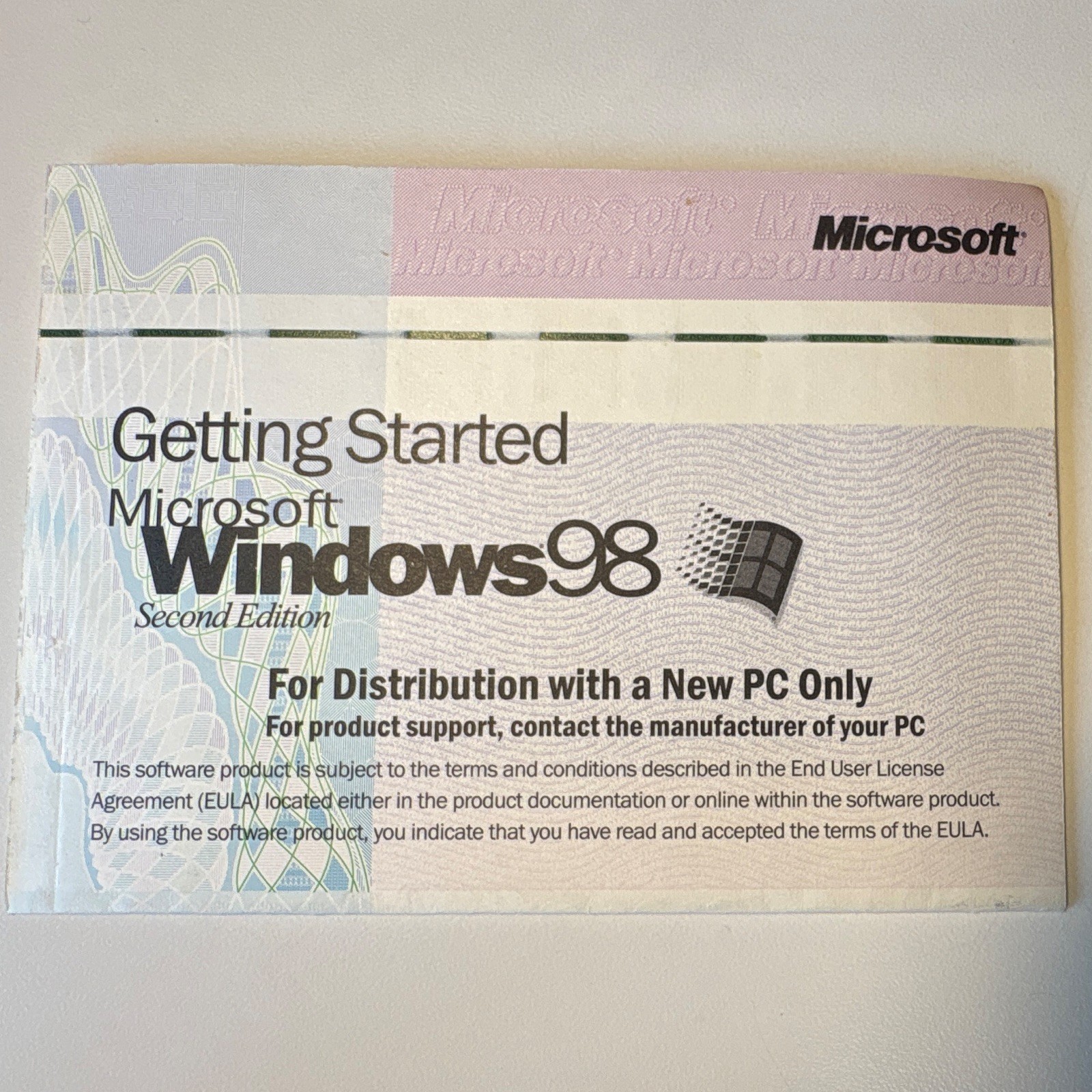 Microsoft Windows 98 Second Edition Product Key Card COA X04-15747
