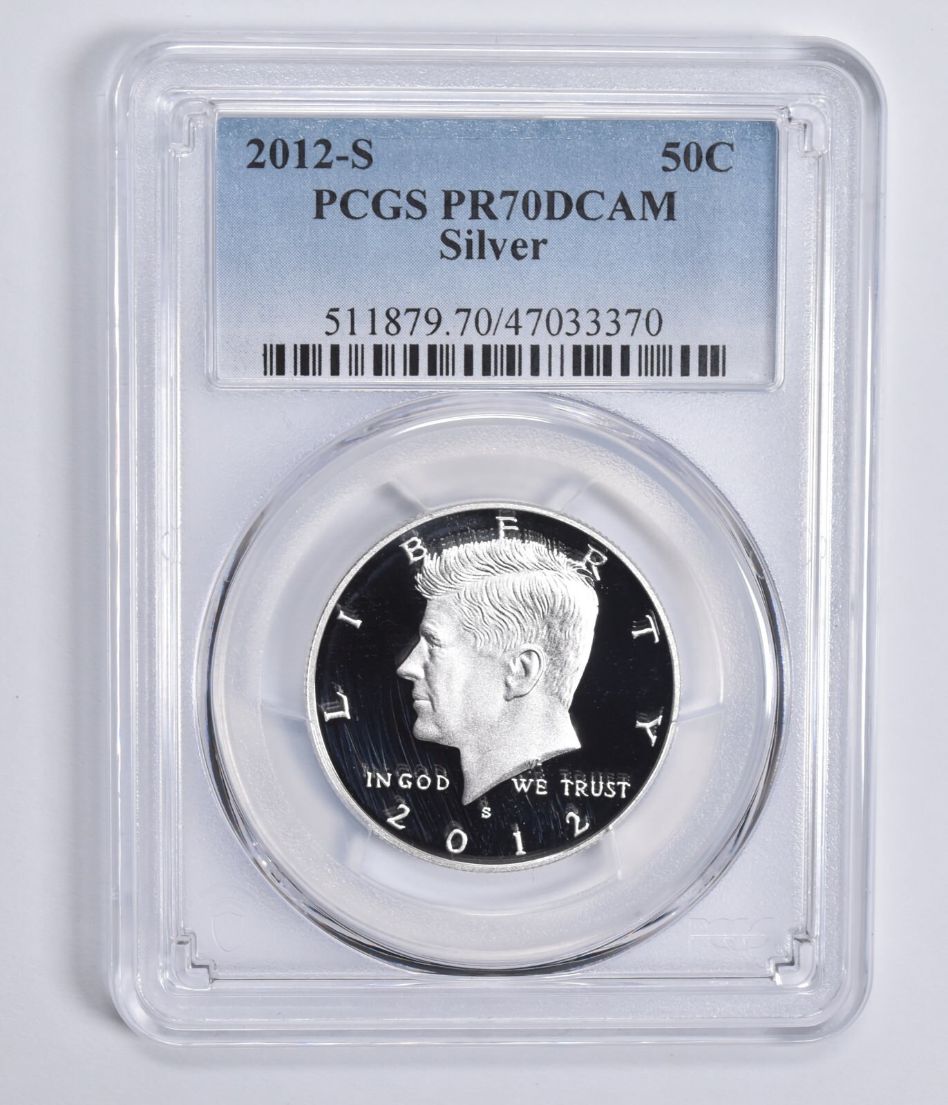 2012-S Kennedy Half Dollar Silver PR70 DCAM PCGS Blue Lbl