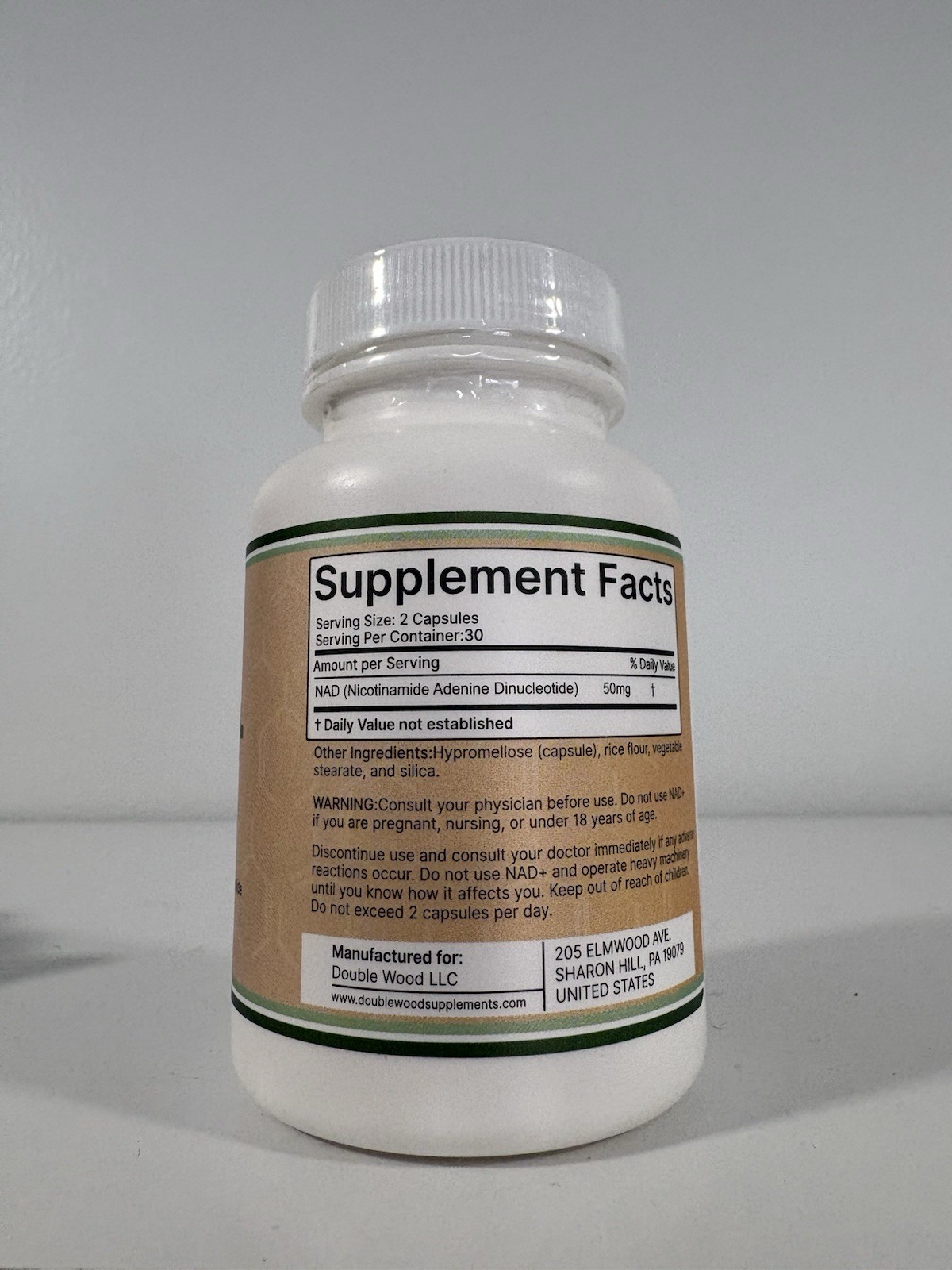 NAD+ 500mg Double Wood Supplement 60 Capsules