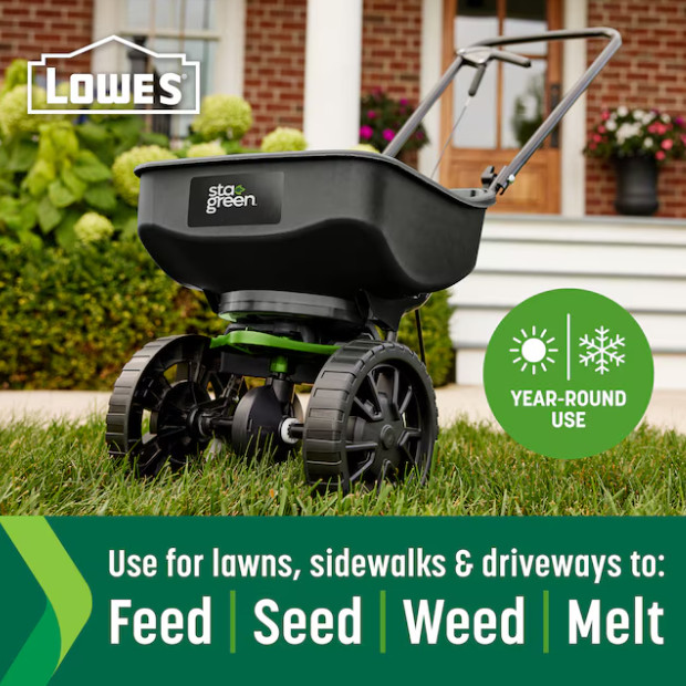 Sta-Green Precision Broadcast Spreader 20-lb Capacity Compatible with Ice Melt..