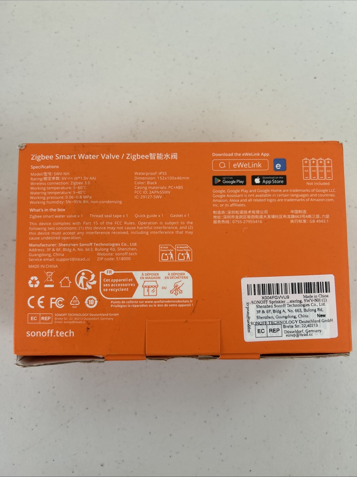 OPEN BOX - Sonoff Zigbee Smart Water Valve