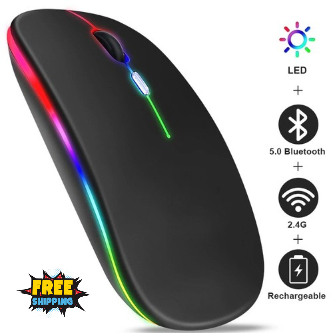2.4GHz Wireless Optical Mouse USB Rechargeable RGB Cordless Mice For PC Laptop