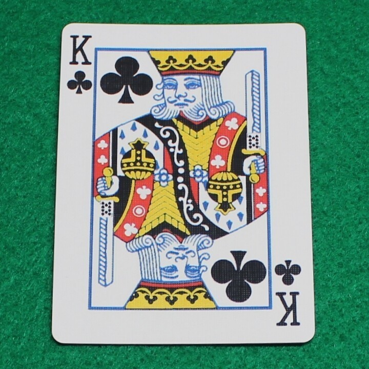 King of Clubs reveals 10 of Spades sword, Bicycle Printed Gaff Card, Blue