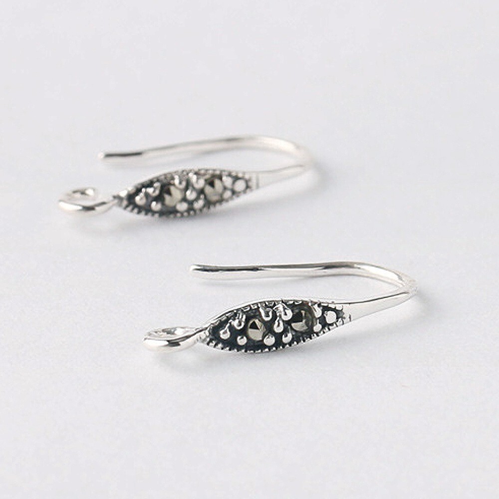 925 Sterling Silver Ear Wire French Hook Earrings DIY Marcasite Connector A1836