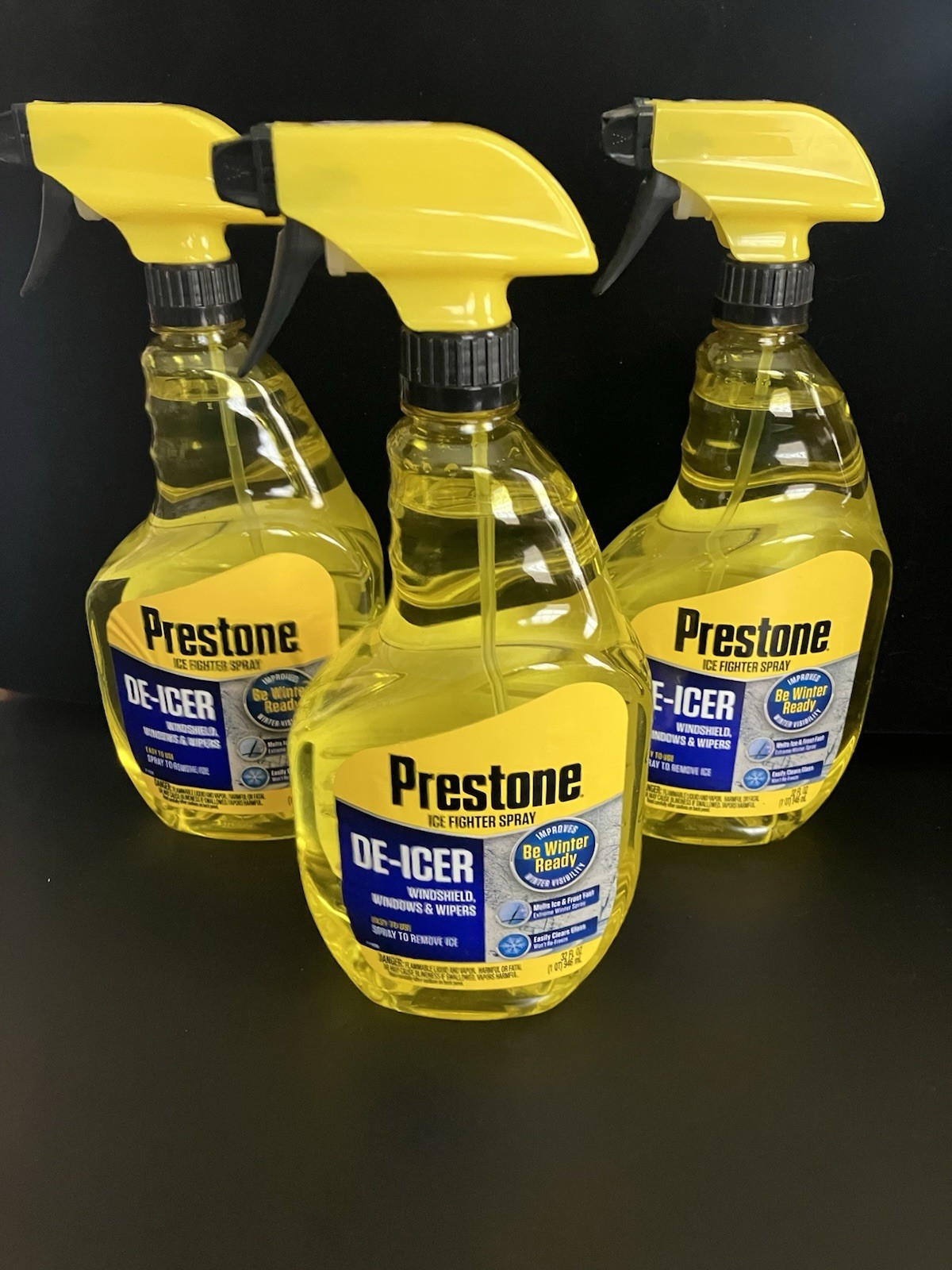 3 -Prestone Trigger Spray Windshield De-Icer 32oz, ( LOT OF 3) Awesome Deal.