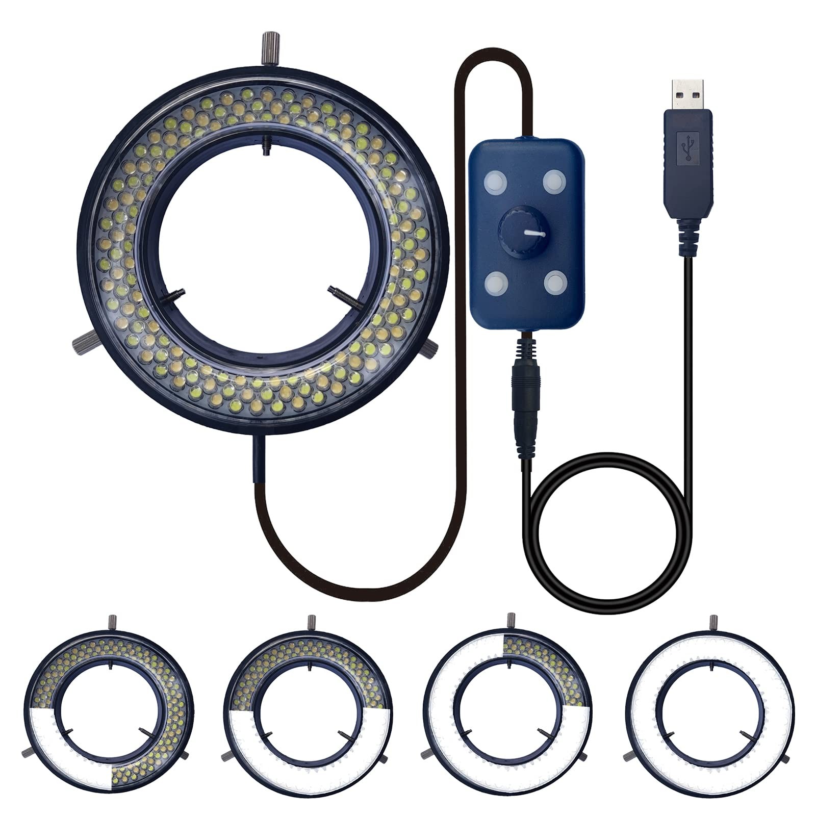 UPWTKIM Microscope Light LED Ring Illuminator, USB 144 144 4 Zone
