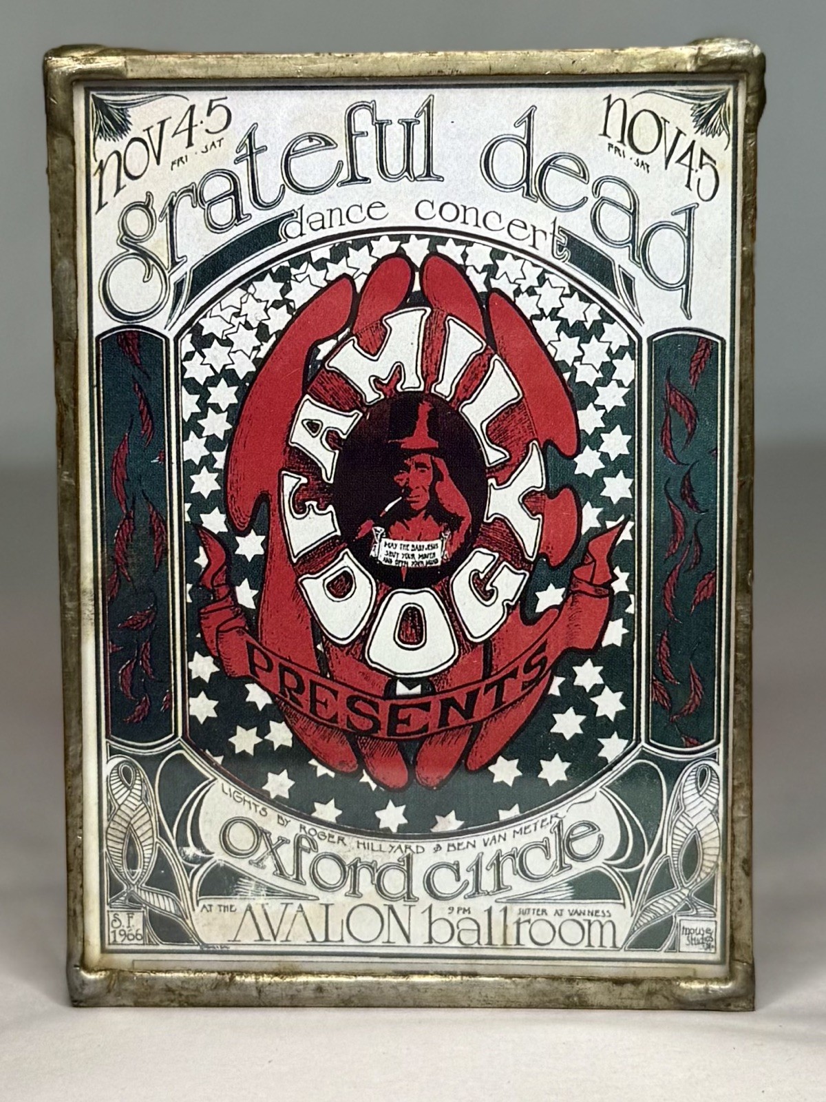 Vintage Grateful Dead Family Dog 1966 Avalon Ballroom Poster Glass Folk Art Box