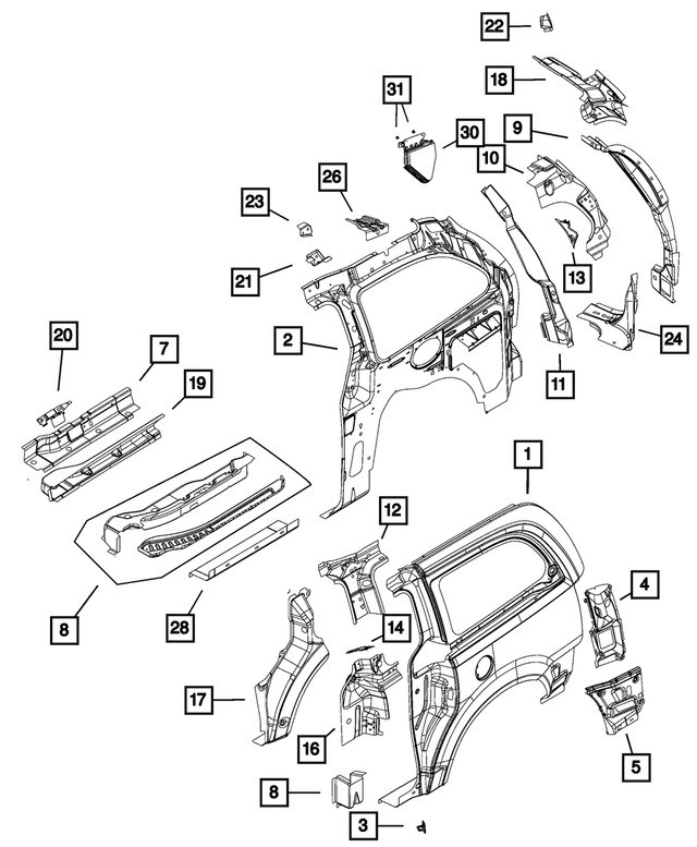 Genuine Mopar D Pillar Upper Reinforcement Right 4894728AD