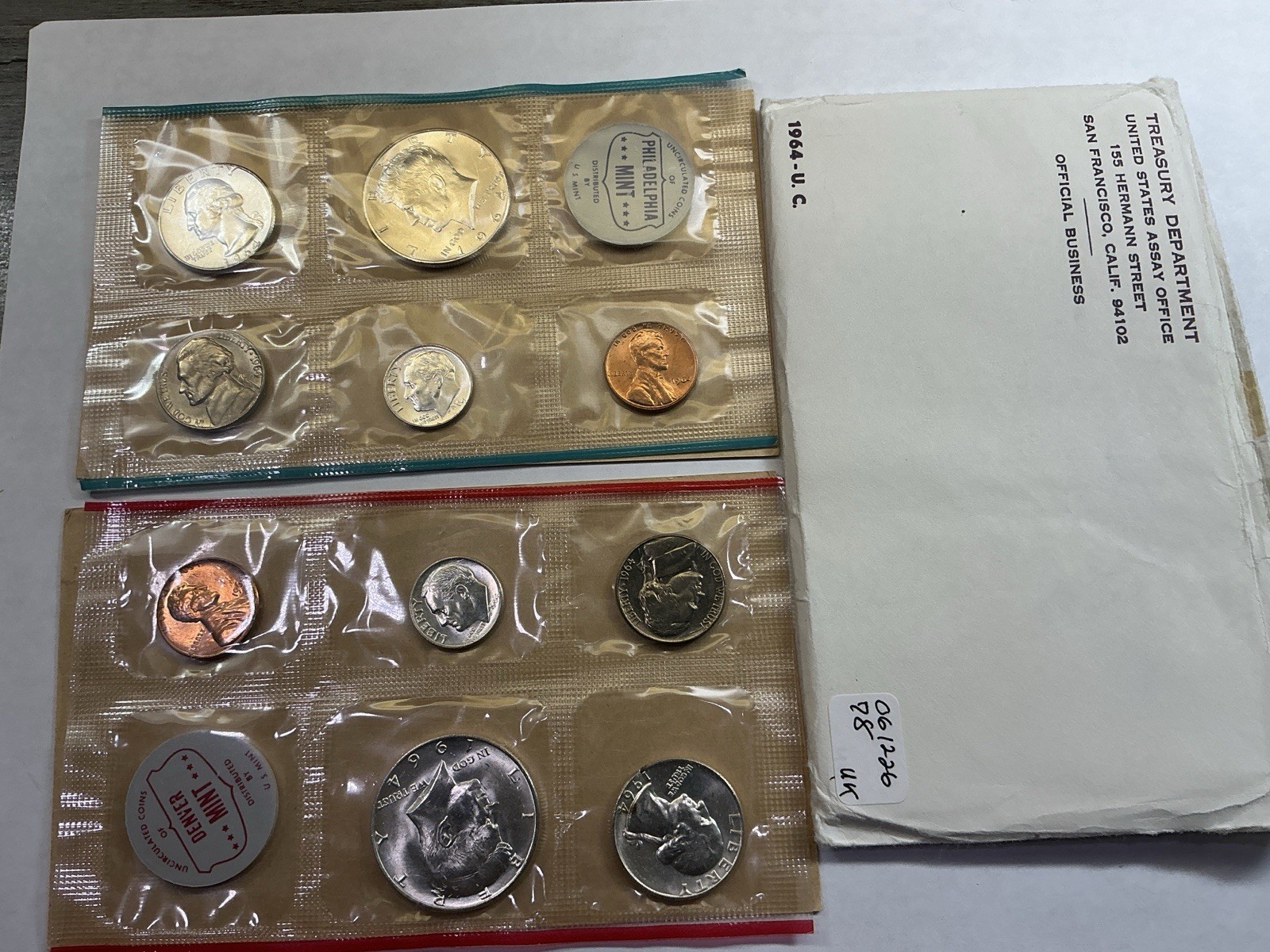 1964 PD Uncirculated Silver 10 Coin Mint Set in Original Packaging 061226 78uk
