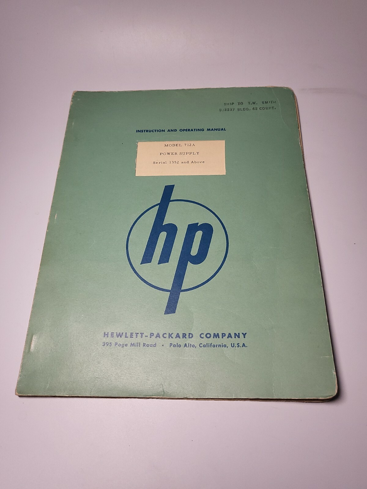 HP 712A ~ Power Supply Instruction & Operating Manual