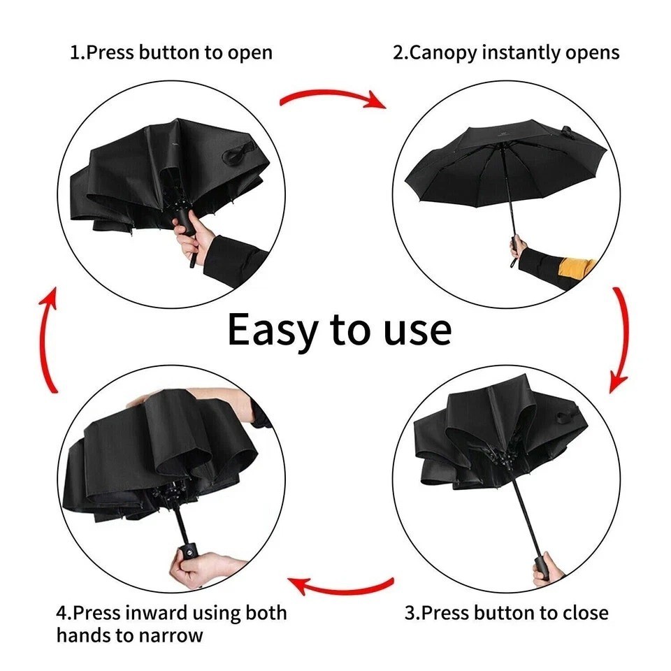 Automatic Umbrella Anti-UV Sun/Rain Windproof 3 Folding Compact Umbrella