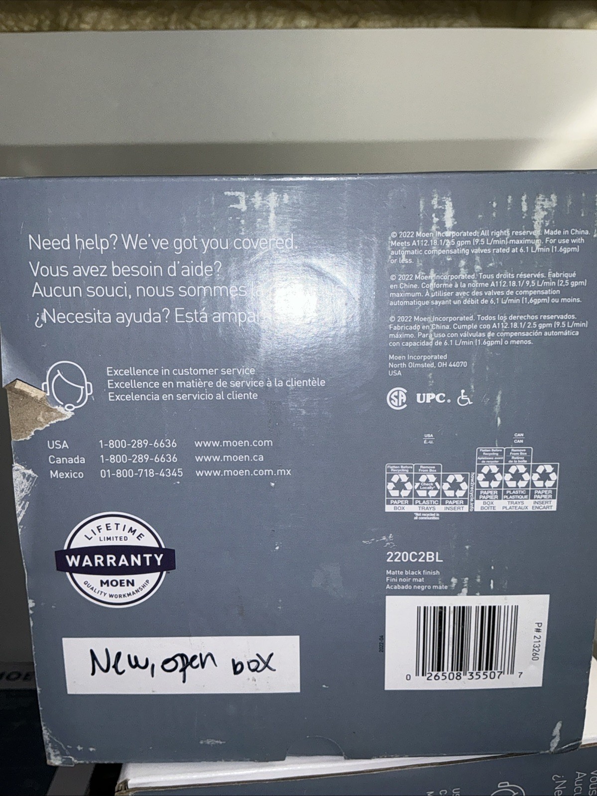 MOEN Verso Magnetix 8-Function 7” Showerhead w Handshower Matte Black 220C2BL