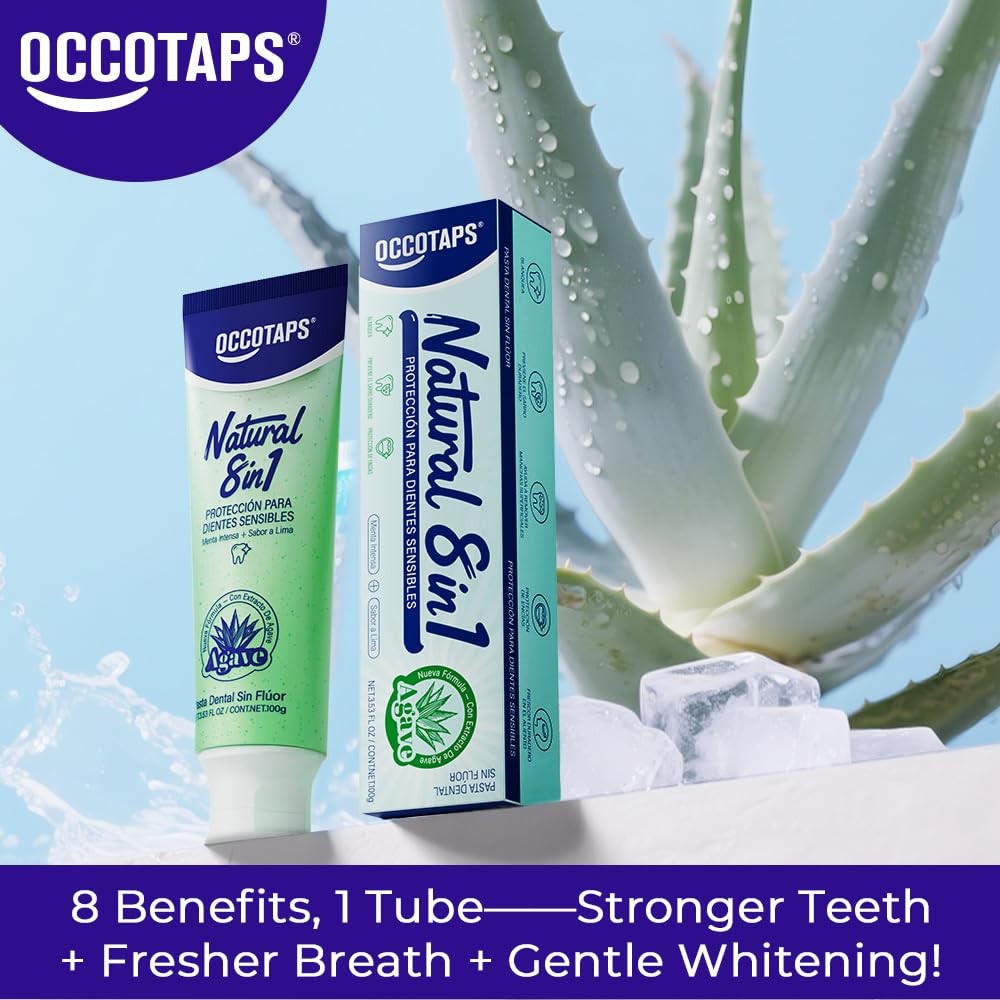 OCCOTAPS Agave Sensitive Toothpaste Fluoride-Free Whitening 2 Pack US Made