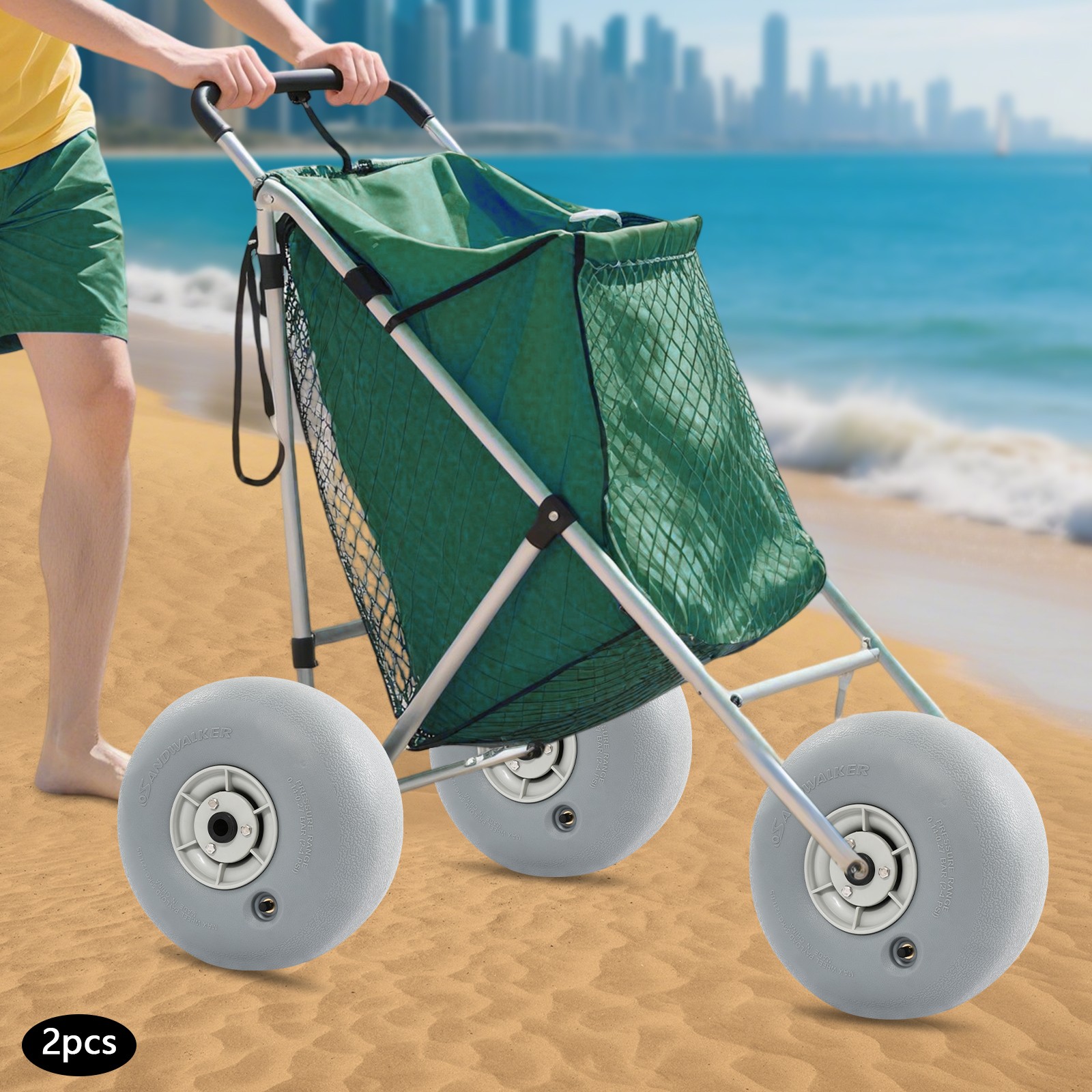 2pcs 12*6in Silver Balloon Beach Sand Tire Beach Balloon Wheel Beach Cart Tires
