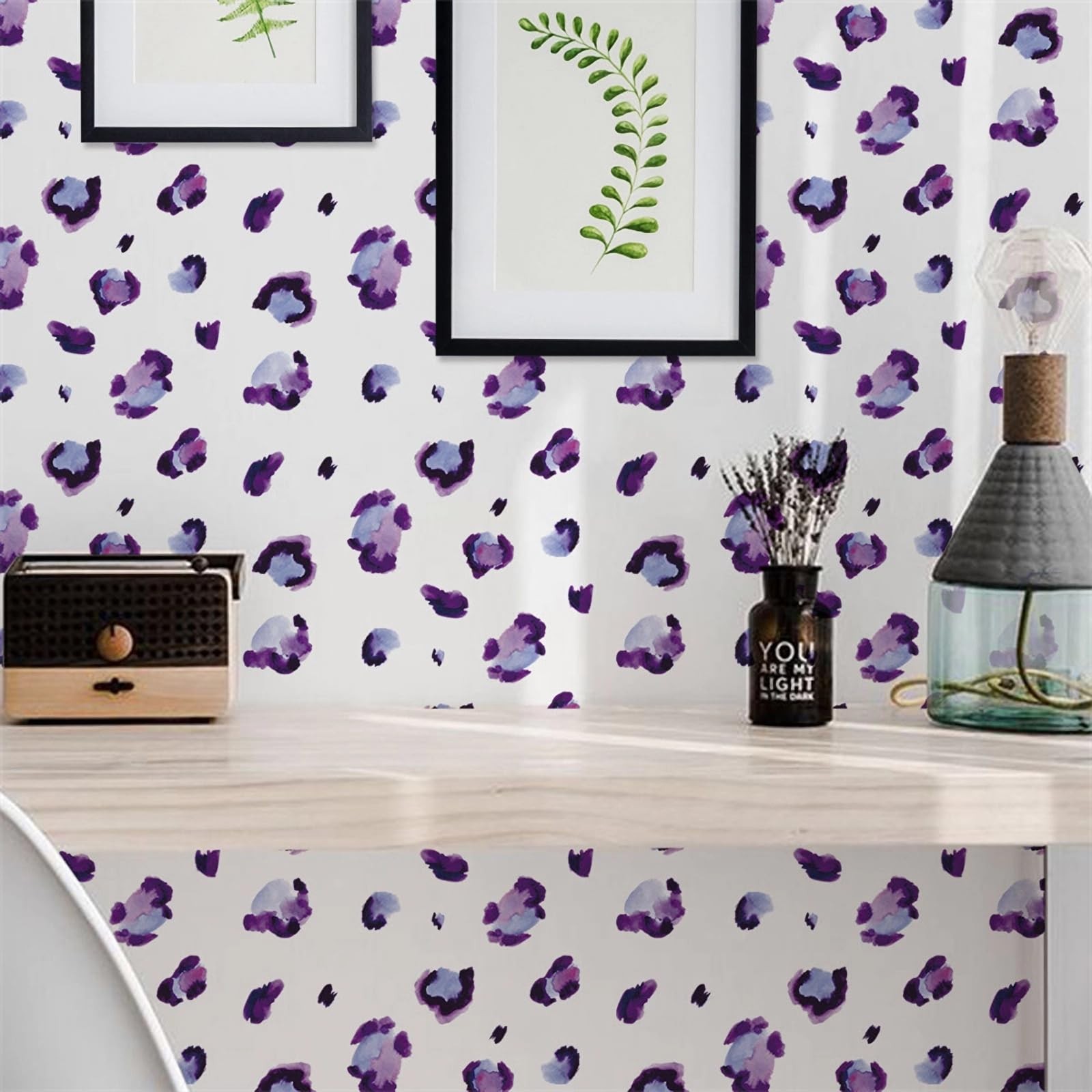 6 Sheets 180 Pcs Purple Leopard Print Wall Stickers, sacinora Animal