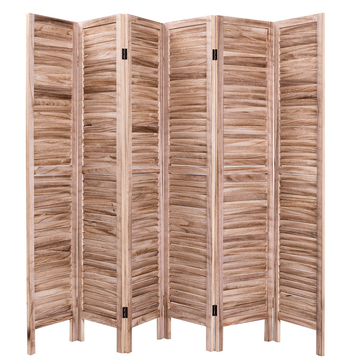 67" High 6 Panel Room Divider Furniture Classic Venetian Wooden Slat Home Brown