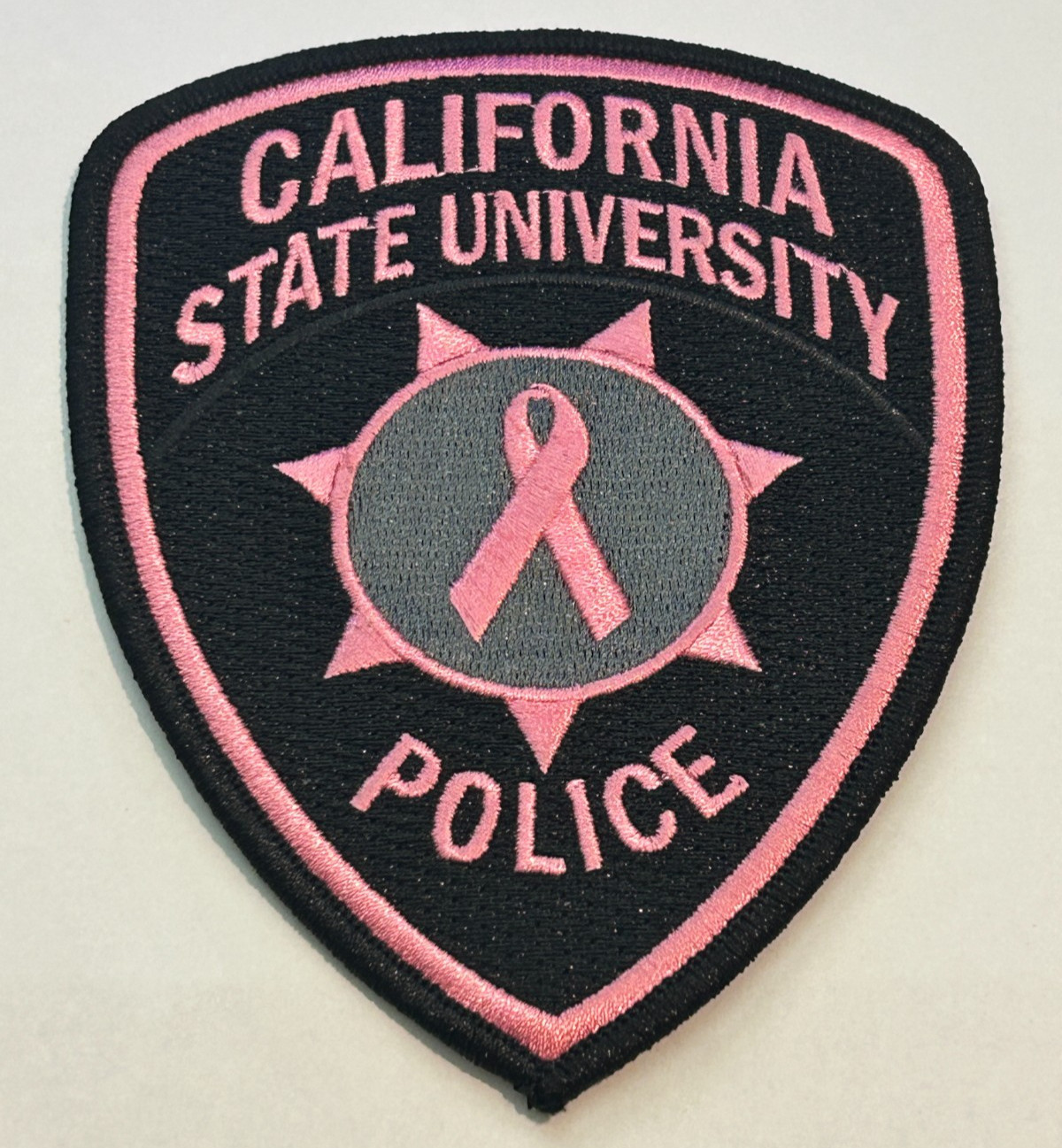 California State University Police Breast Cancer Awareness Ribbon Patch Unused