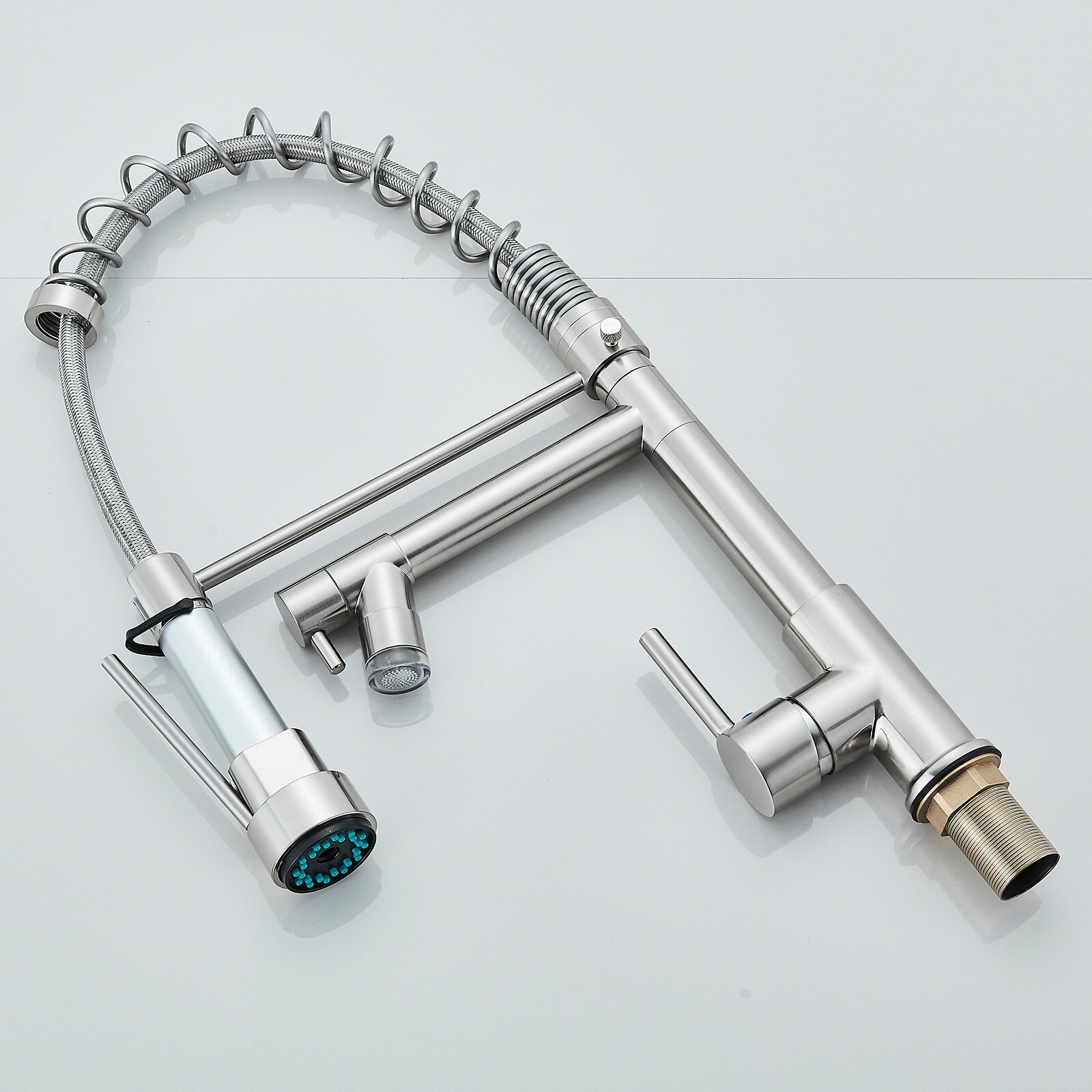 Brushed Nickel Kitchen Sink Faucet Pull Down Sprayer Swivel Single Handle Mixer