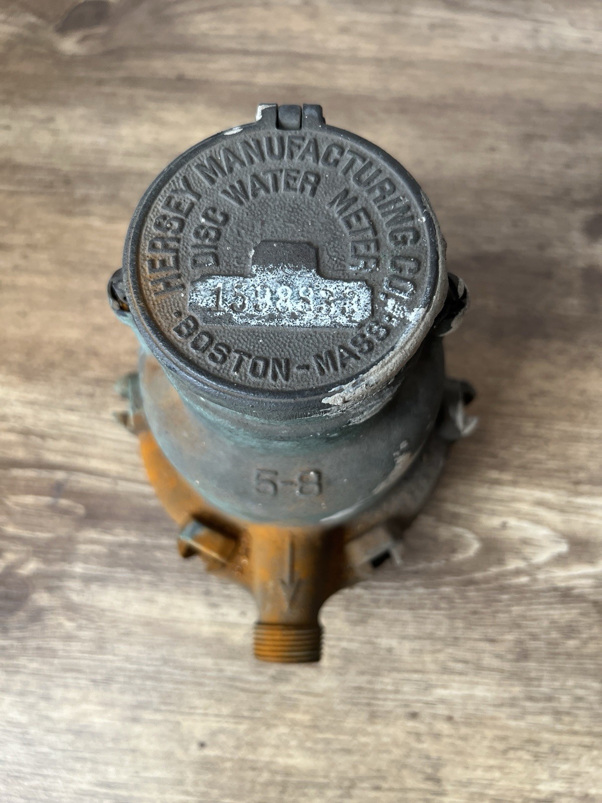 Vintage 1953 Hersey Brass Water Meter 5/8” FF BOSTON Anti frost Bottom
