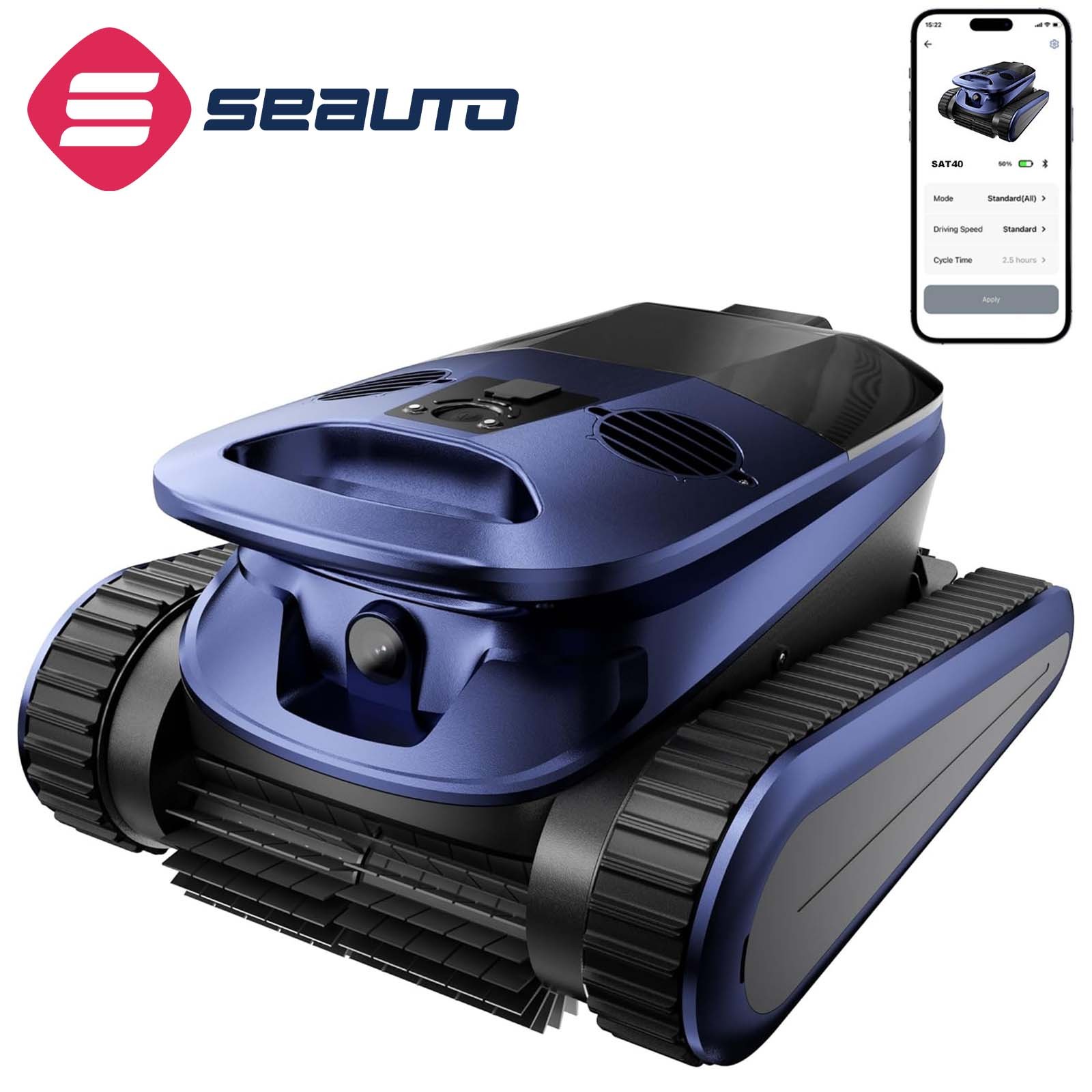 Seauto SAT40 Robotic Pool Cleaner 2 Brushes &Motors Smart Wavepath Navigation