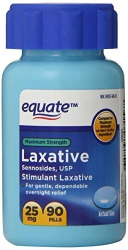 2 Pack - Equate Maximum Strength Laxative Sennosides Laxative 25mg 90ct - 08/26