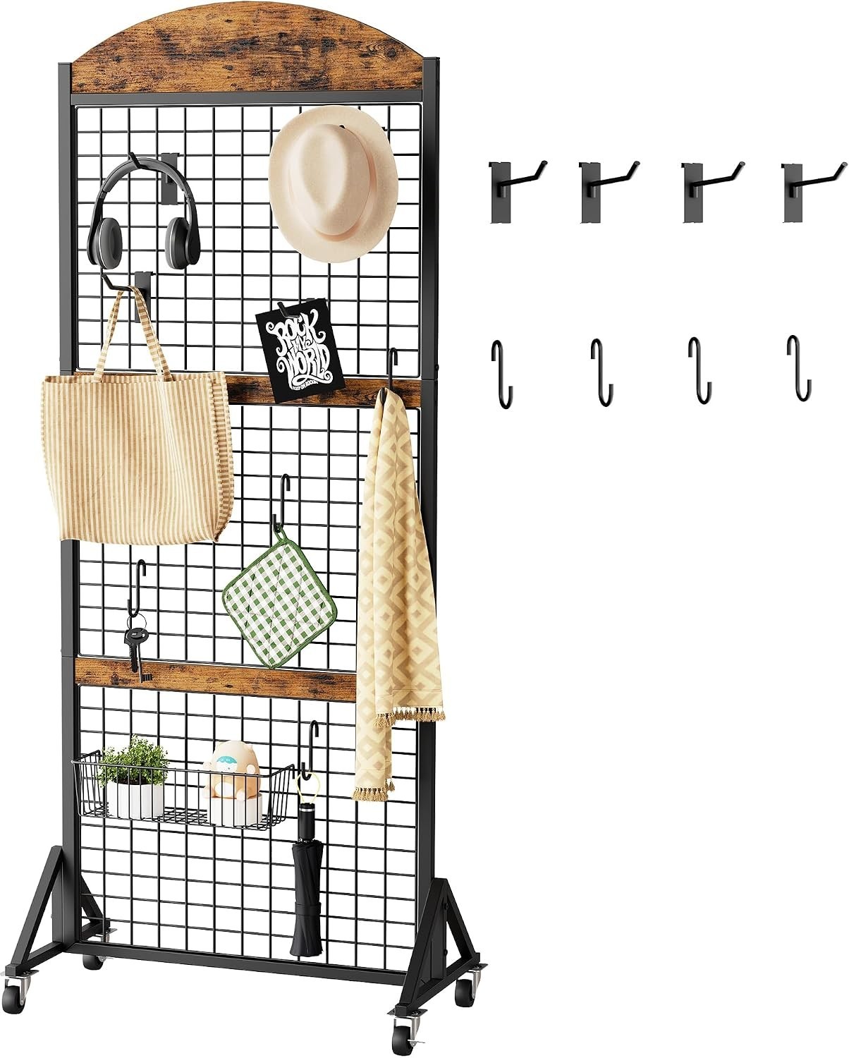 Grid Wall Panel 5.7' x 2' FT Grid Display Rack 2 Pack Movable Gridwall Display