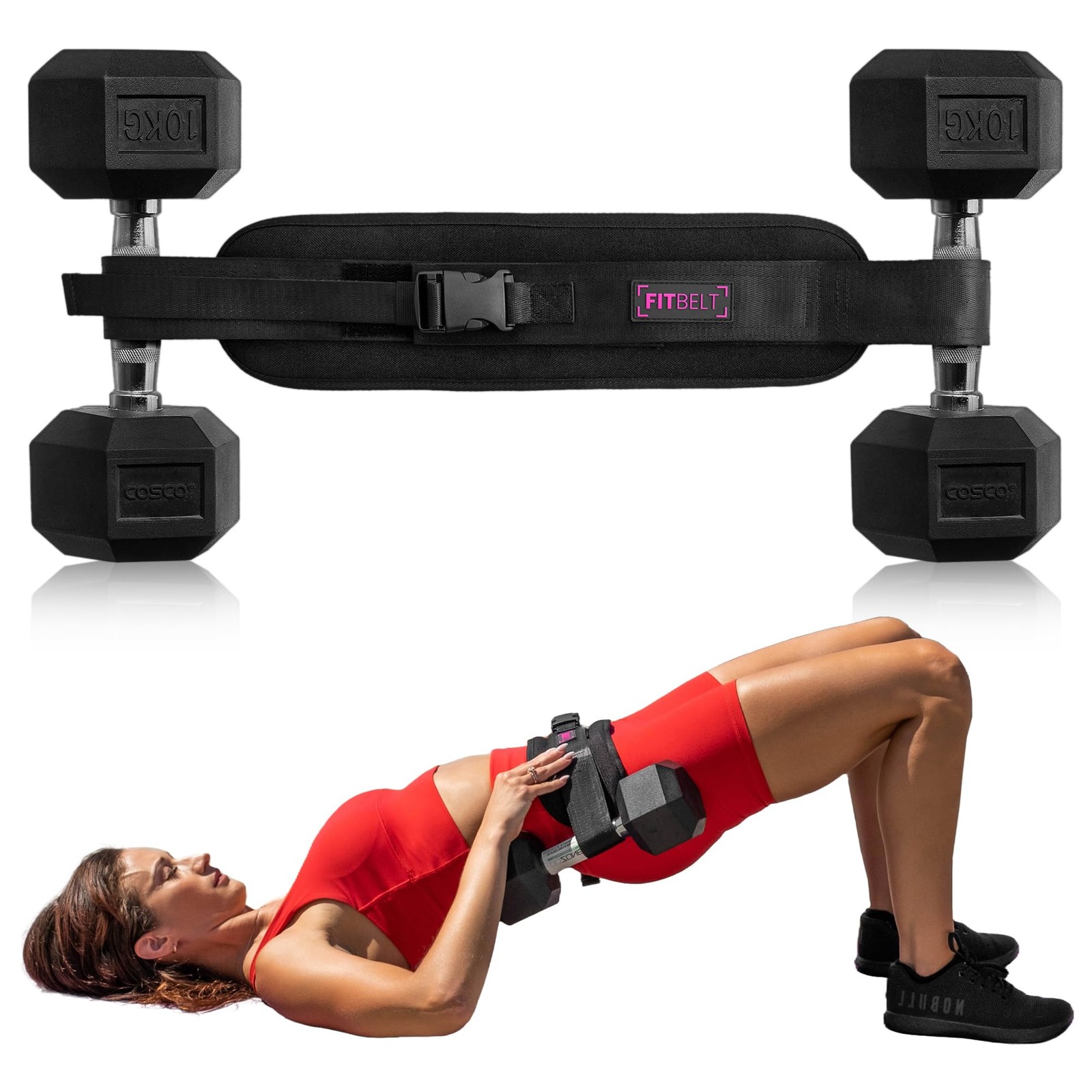 FITBELT Exercise Hip Thrust Belt - Glute Trainer for Home One Size, Black