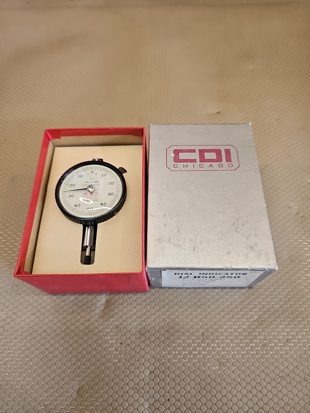 CDI Chicago J2-B50-250 Dial Indicator - .250" Range - .001" Grad - USA - Jeweled