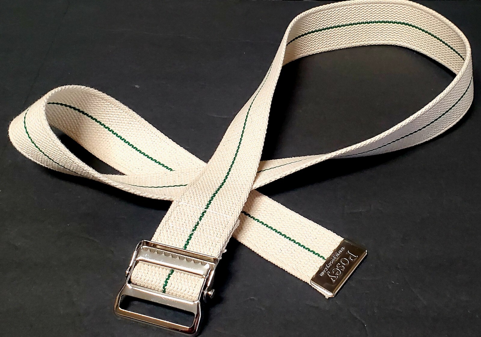 POSEY Gait Belt 6556S Posey Co Cotton 55" Ivory/ Green Made in Mexico