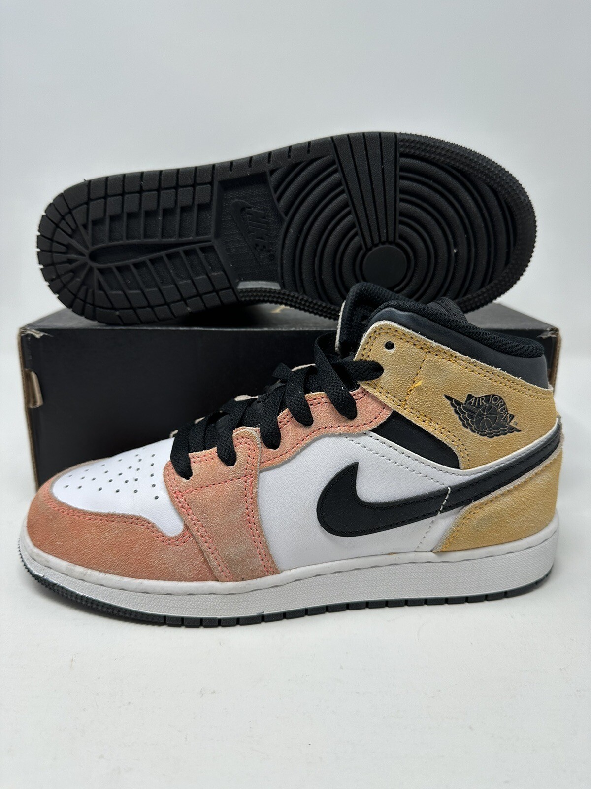Nike Air Jordan 1 Mid SE Shoes Flight Club Yellow Orange DX4365-800 GS Size 4.5Y