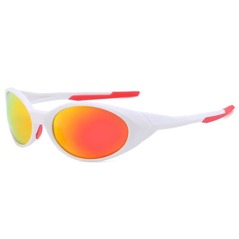White Frame Red Polarized True Film Sunglasses Mirrored Gorpcore Y2K